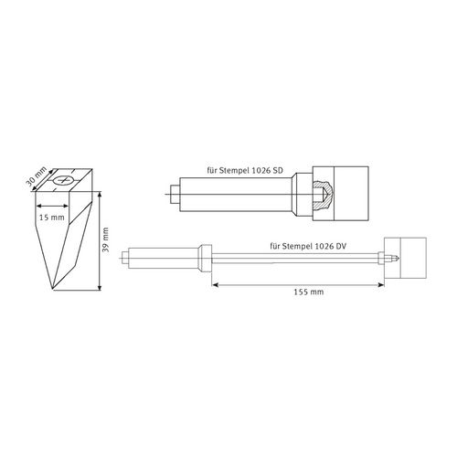 Productimage for 30 °, drilled with M 10 thread for 1026 DV and 1026 SD